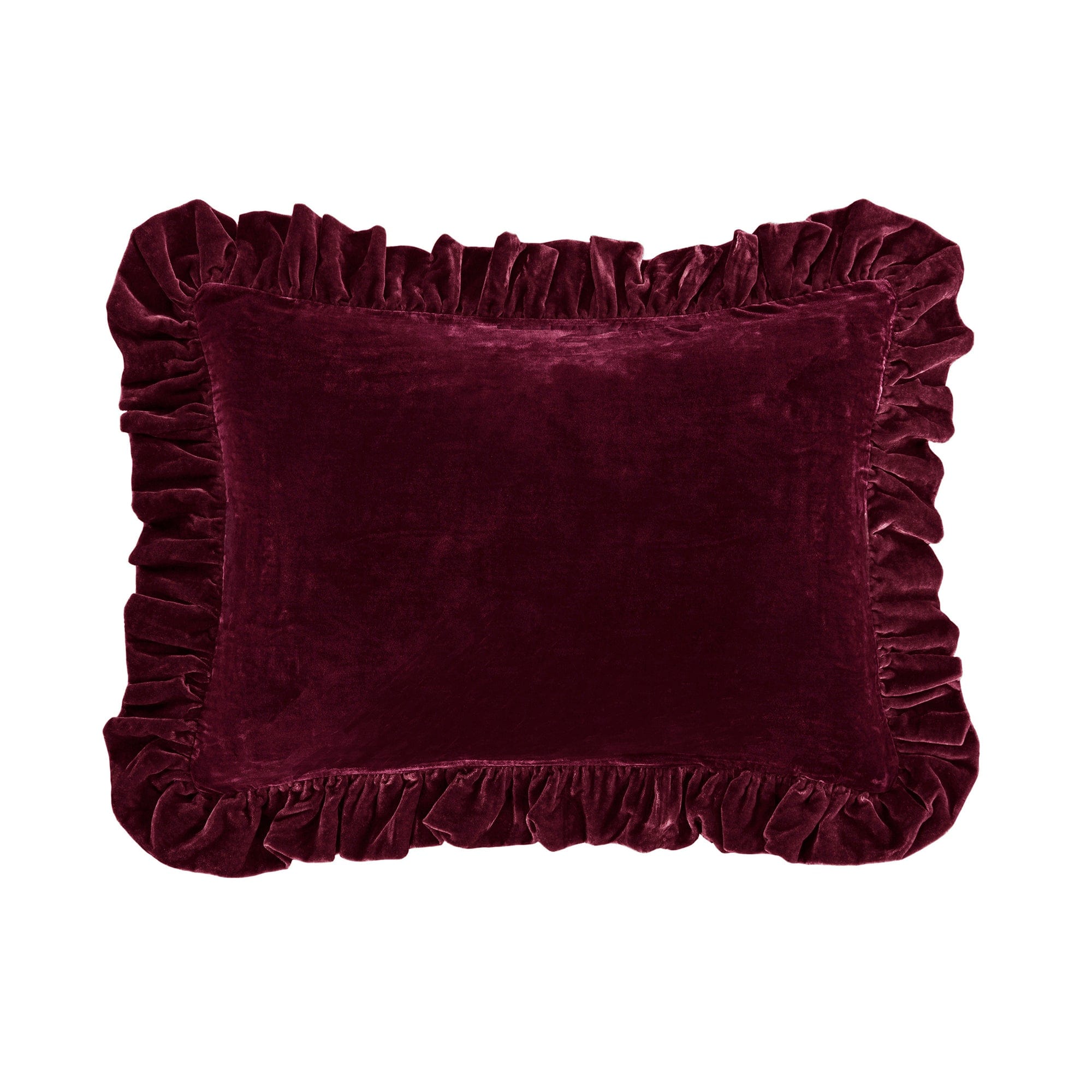 Stella Faux Silk Velvet Oblong Pillow Garnet Red Pillow