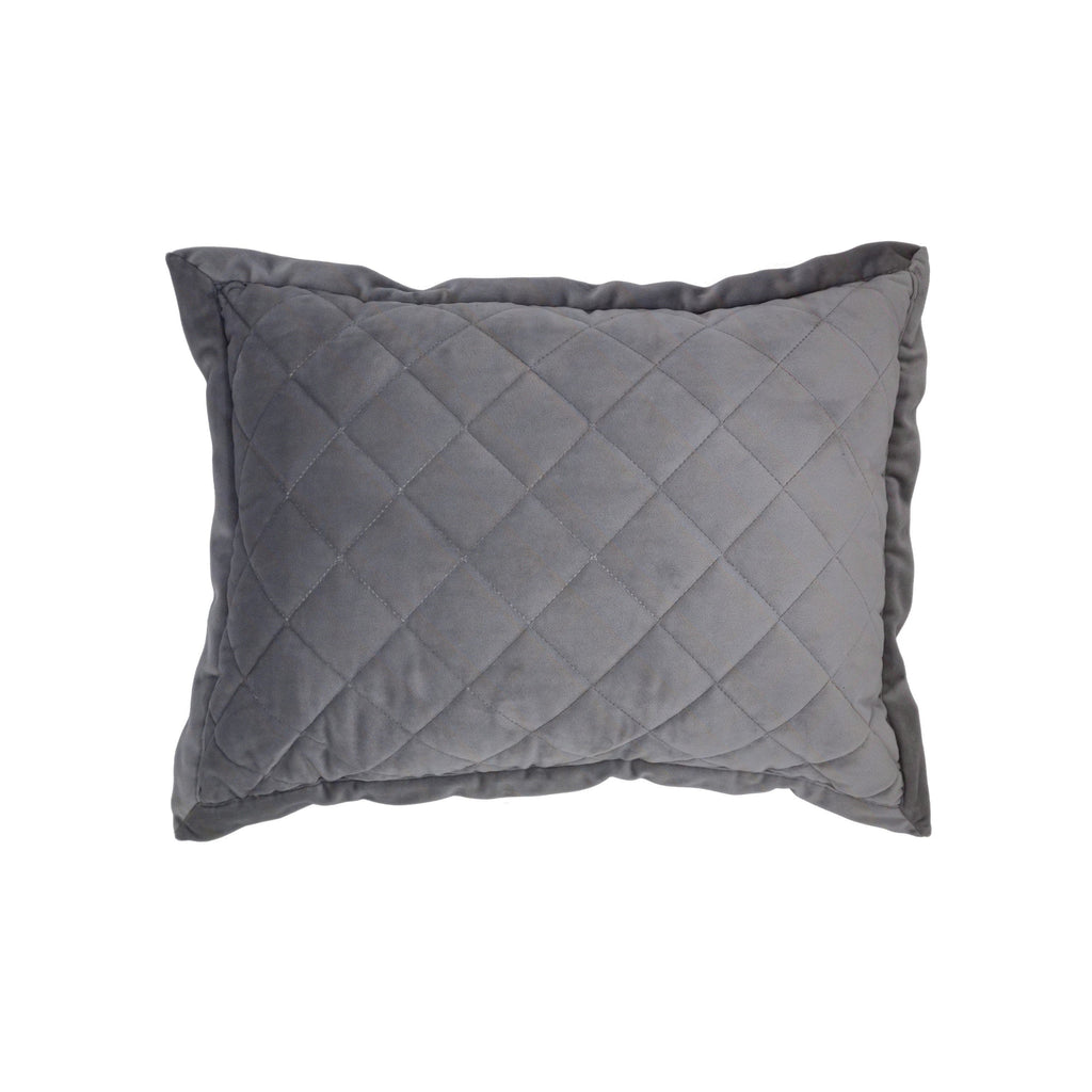 Velvet Diamond Quilted Boudoir Pillow, 6 Colors, 12x16 Gray Pillow