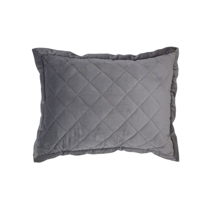 Velvet Diamond Quilted Boudoir Pillow, 6 Colors, 12x16 Gray Pillow