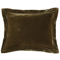 Stella Faux Silk Velvet Flanged Dutch Euro Pillow Green Ochre Pillow