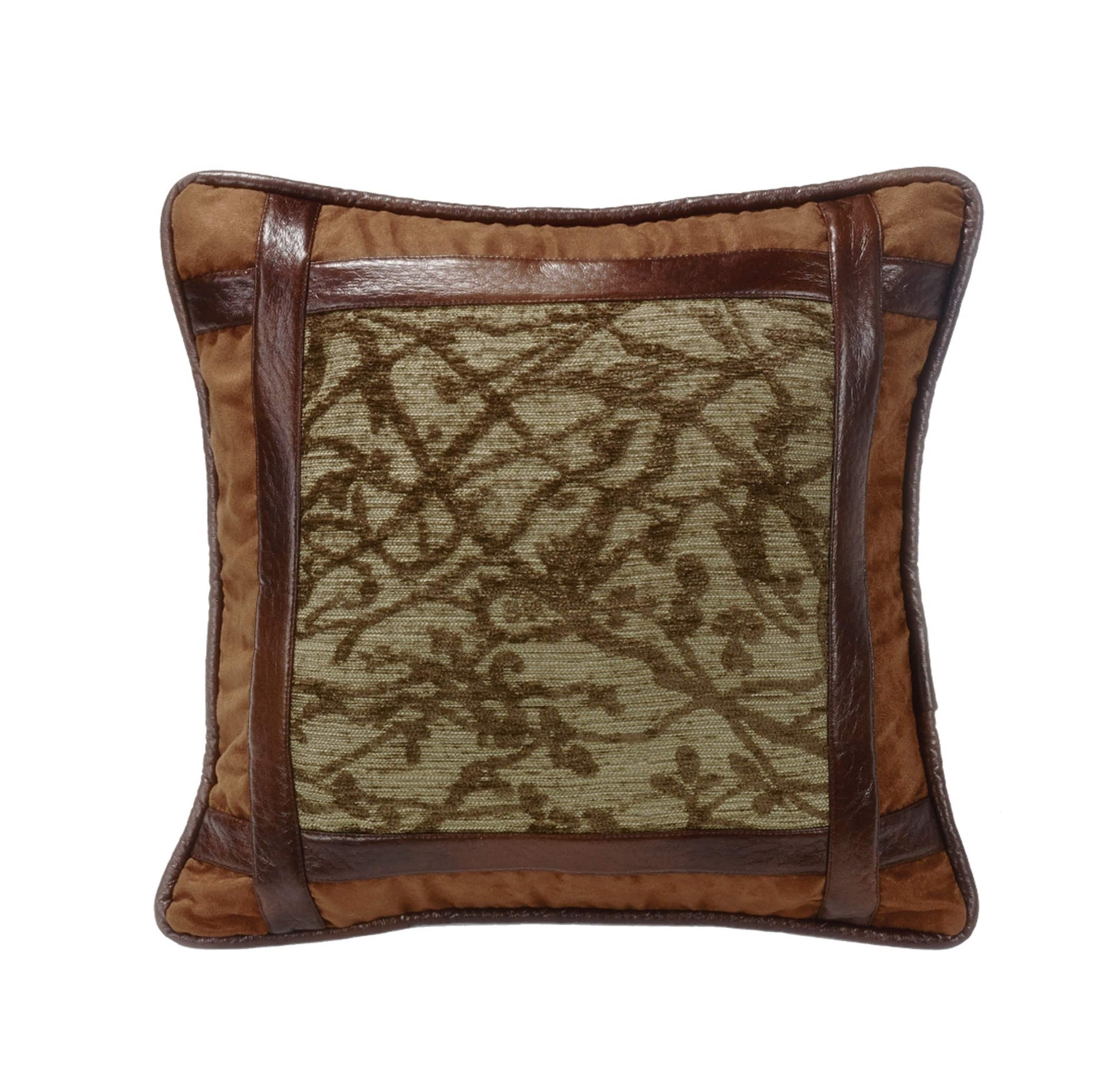 Highland Lodge Framed Tree Faux Leather Pillow Pillow