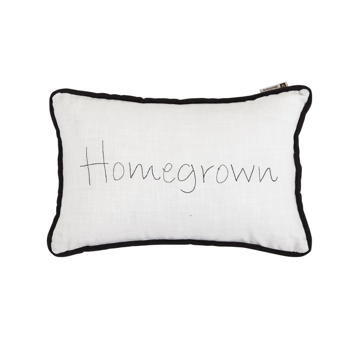 "Homegrown" Embroidery Lumbar Pillow, 12x19 Pillow