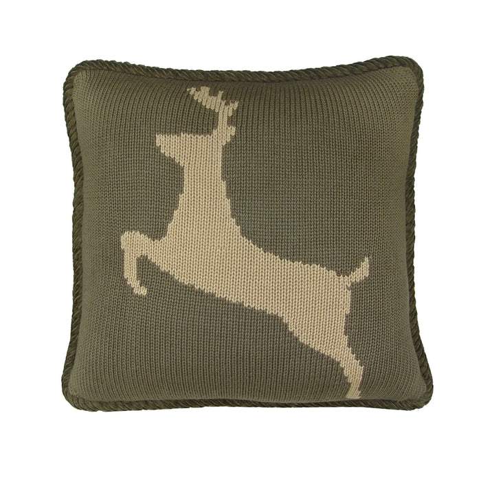 Knitted Deer Reversible Throw Pillow, 17x17 Pillow