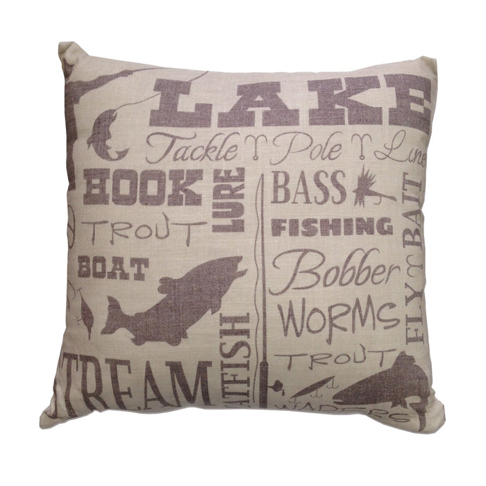 Lake Text Collage Throw Pillow, 18x18 Pillow