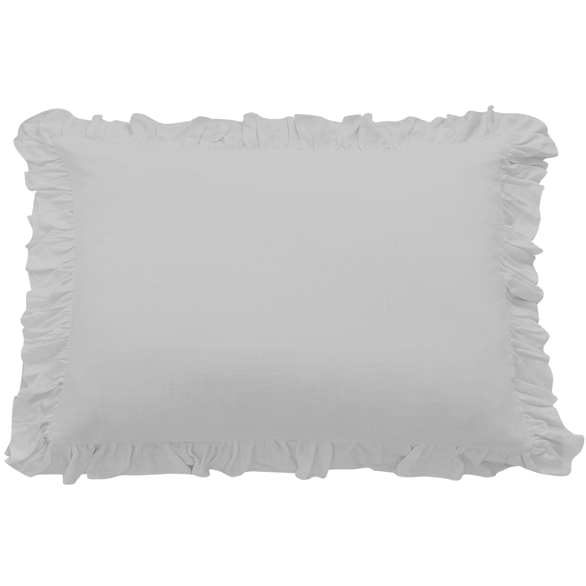 Lily Washed Linen Ruffle Dutch Euro Pillow Light Gray Pillow