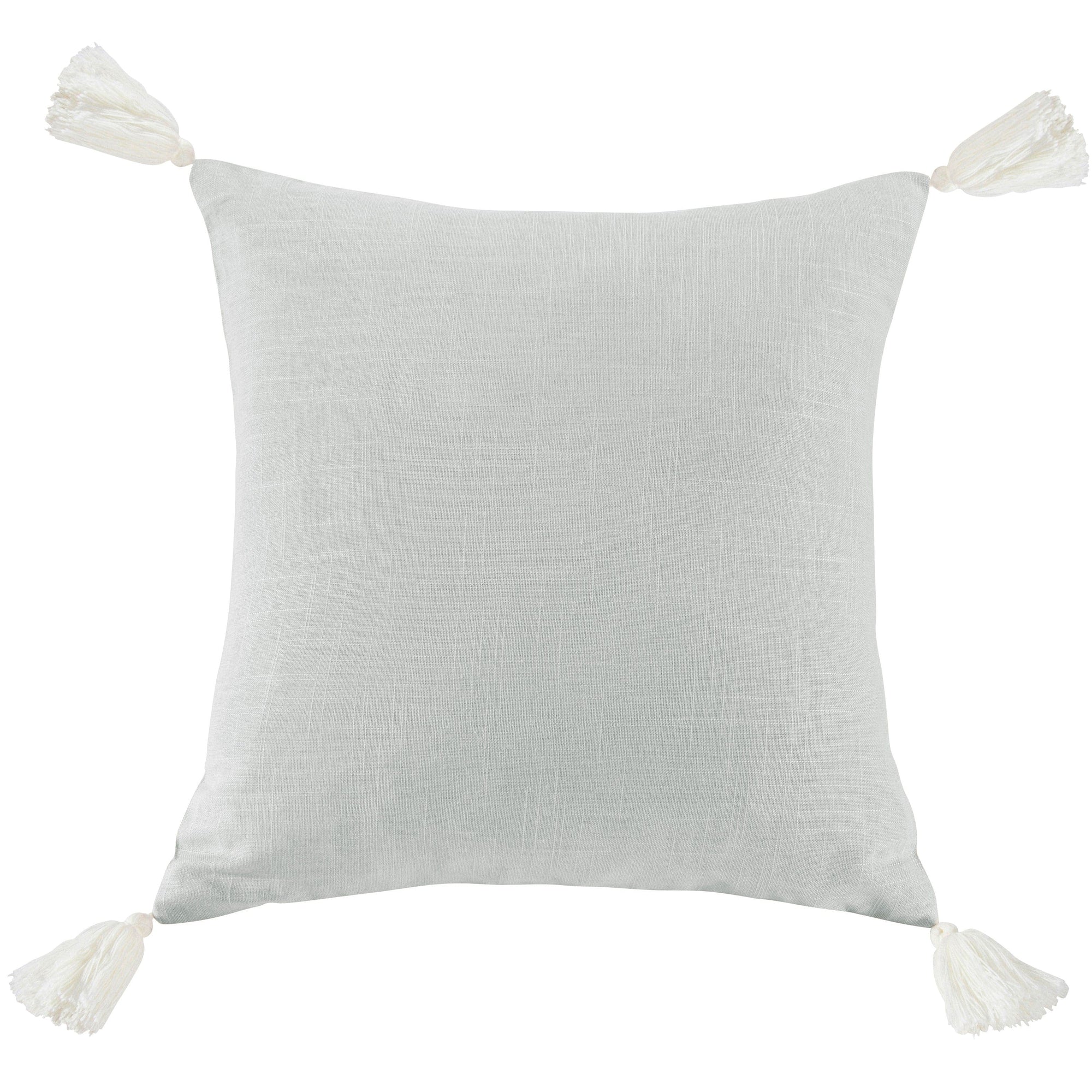Square Washed Linen Tassel Pillow Light Gray Pillow