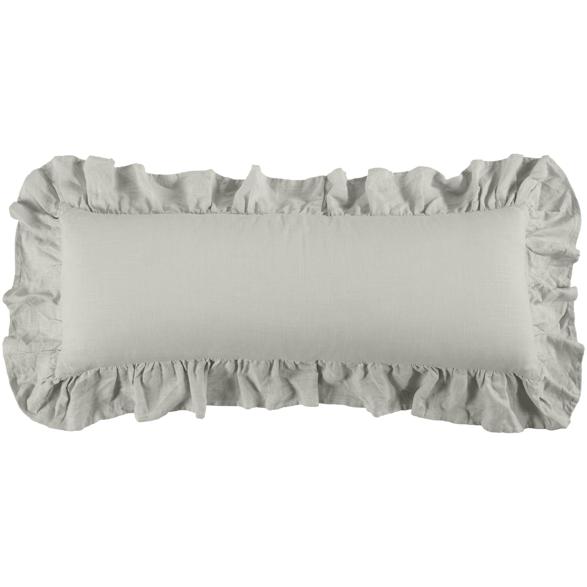 Washed Linen Ruffled Lumbar Pillow Light Gray Pillow