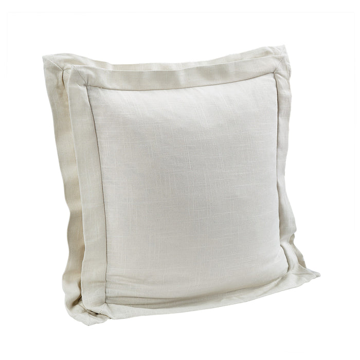 Double Flanged Washed Linen Pillow, 20x20 Light Tan Pillow