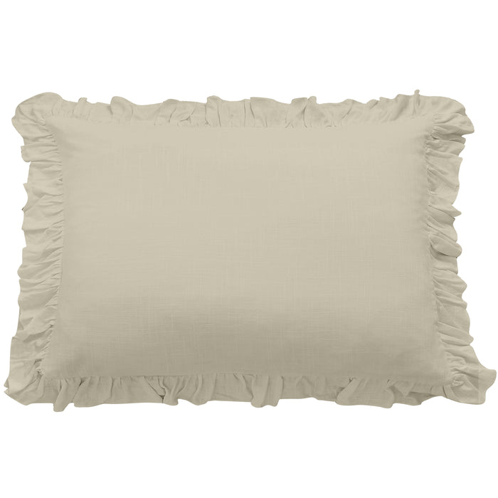 Lily Washed Linen Ruffle Dutch Euro Pillow Light Tan Pillow