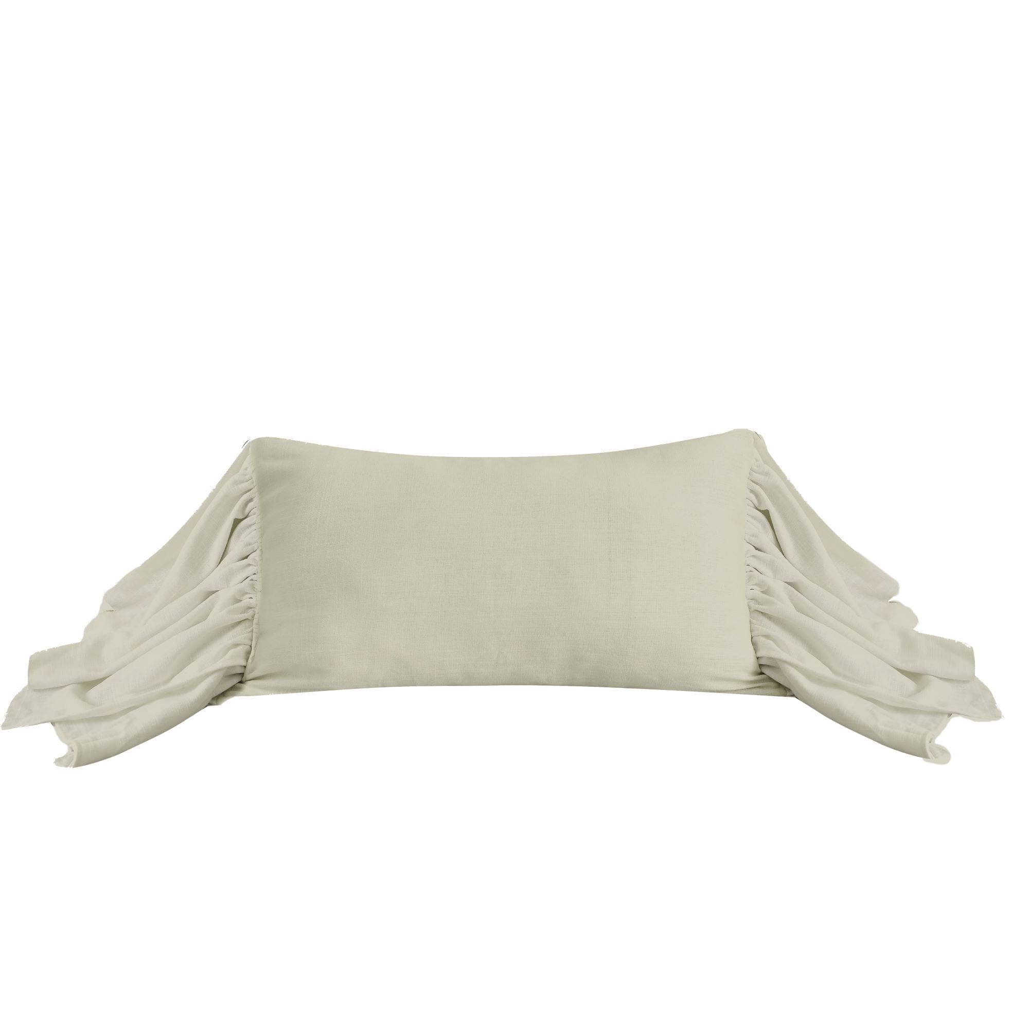 Washed Linen Long Ruffled Pillow Light Tan Pillow