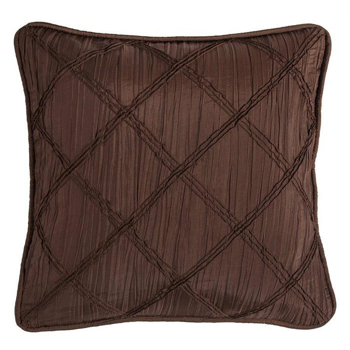 Loretta Batiste Throw Pillow w/ Ruching, Chocolate Pillow