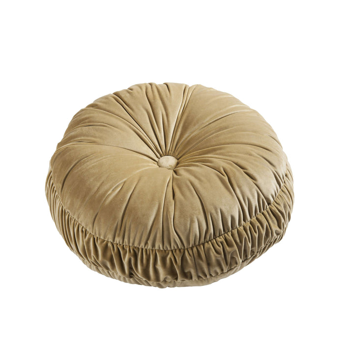 Loretta Plush Round Velvet Pillow, Gold, 18x18 Pillow