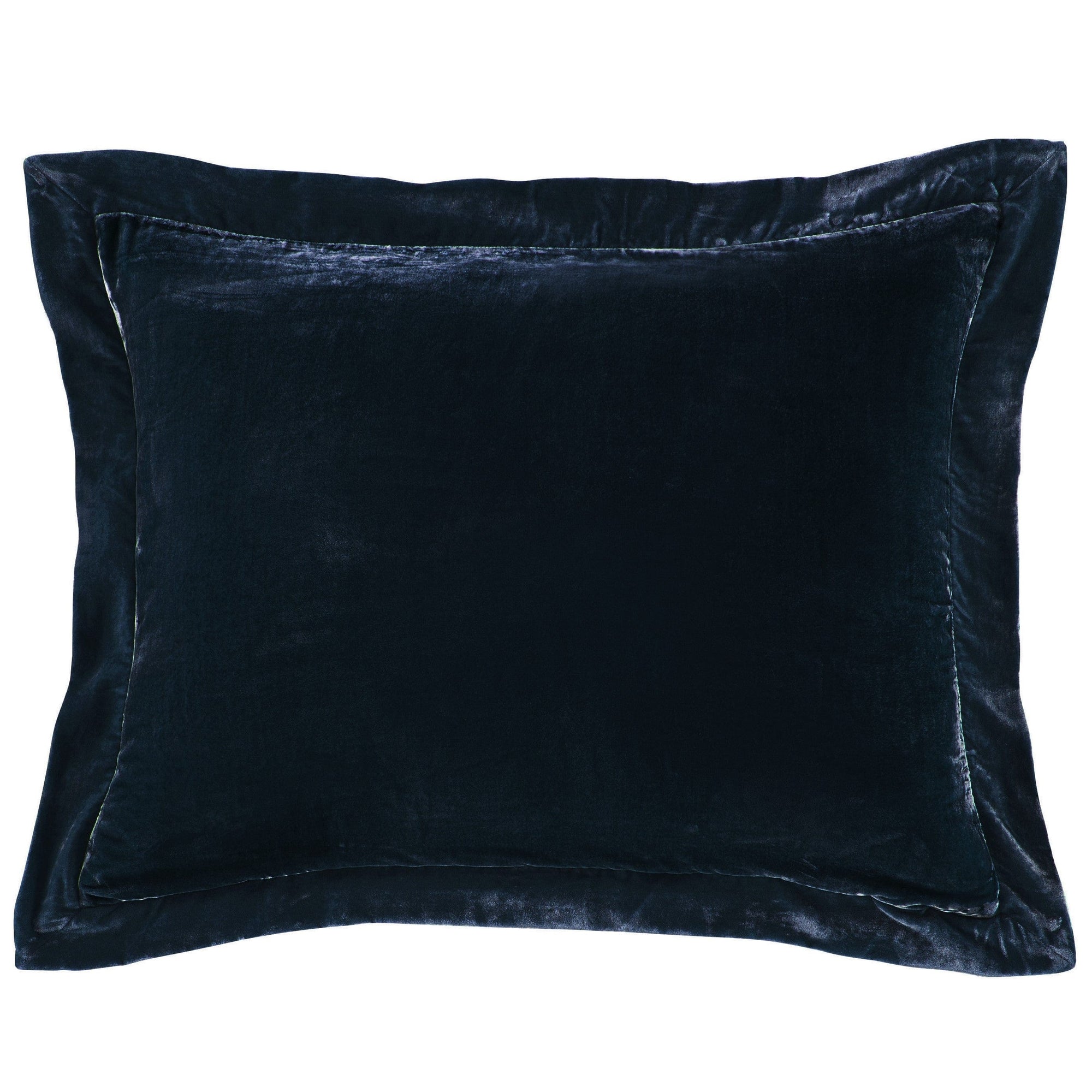 Stella Faux Silk Velvet Flanged Dutch Euro Pillow Midnight Blue Pillow