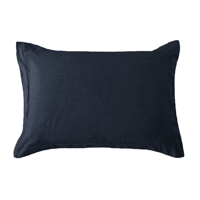 Washed Linen Tailored Dutch Euro Pillow Navy Pillow