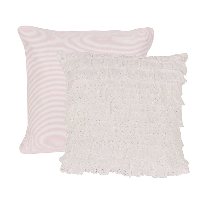 Pink Paisley Eyelet Pillow, 18x18 - Pink Pillow