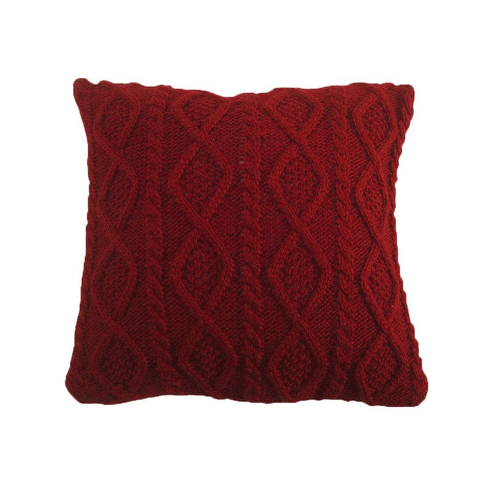 Cable Knit Soft Diamond Throw Pillow, 3 Colors, 18x18 Red Pillow