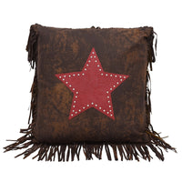 Cheyenne Star Throw Pillow w/ Fringe, 2 Colors Red Pillow