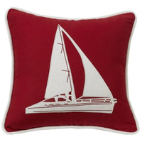 Red & White Sailboat Accent Throw Pillow Pillow