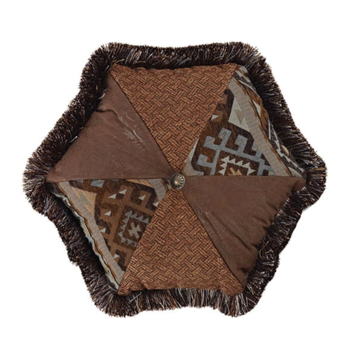 Rio Grande Hexagon Pillow, Blue & Brown, 17x17 Pillow