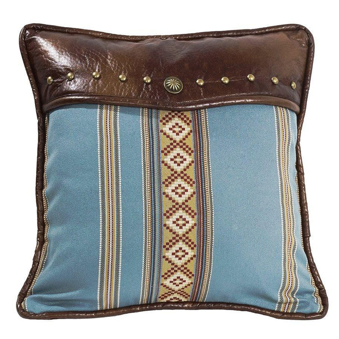 Ruidoso Turquoise Diamond Throw Pillow, Studded Leather Pillow