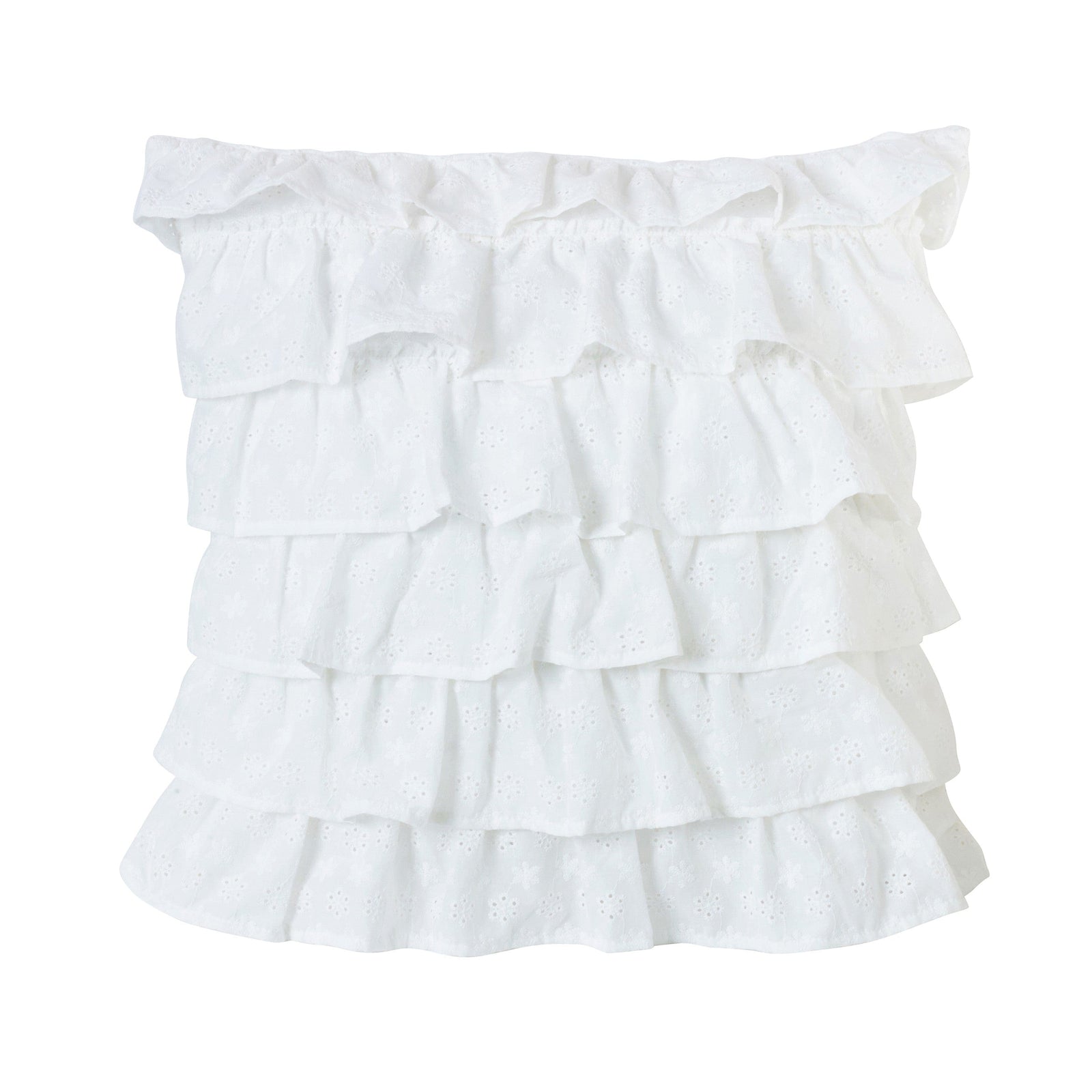 Salado Tiered Ruffled Eyelet Pillow, 18x18 Pillow