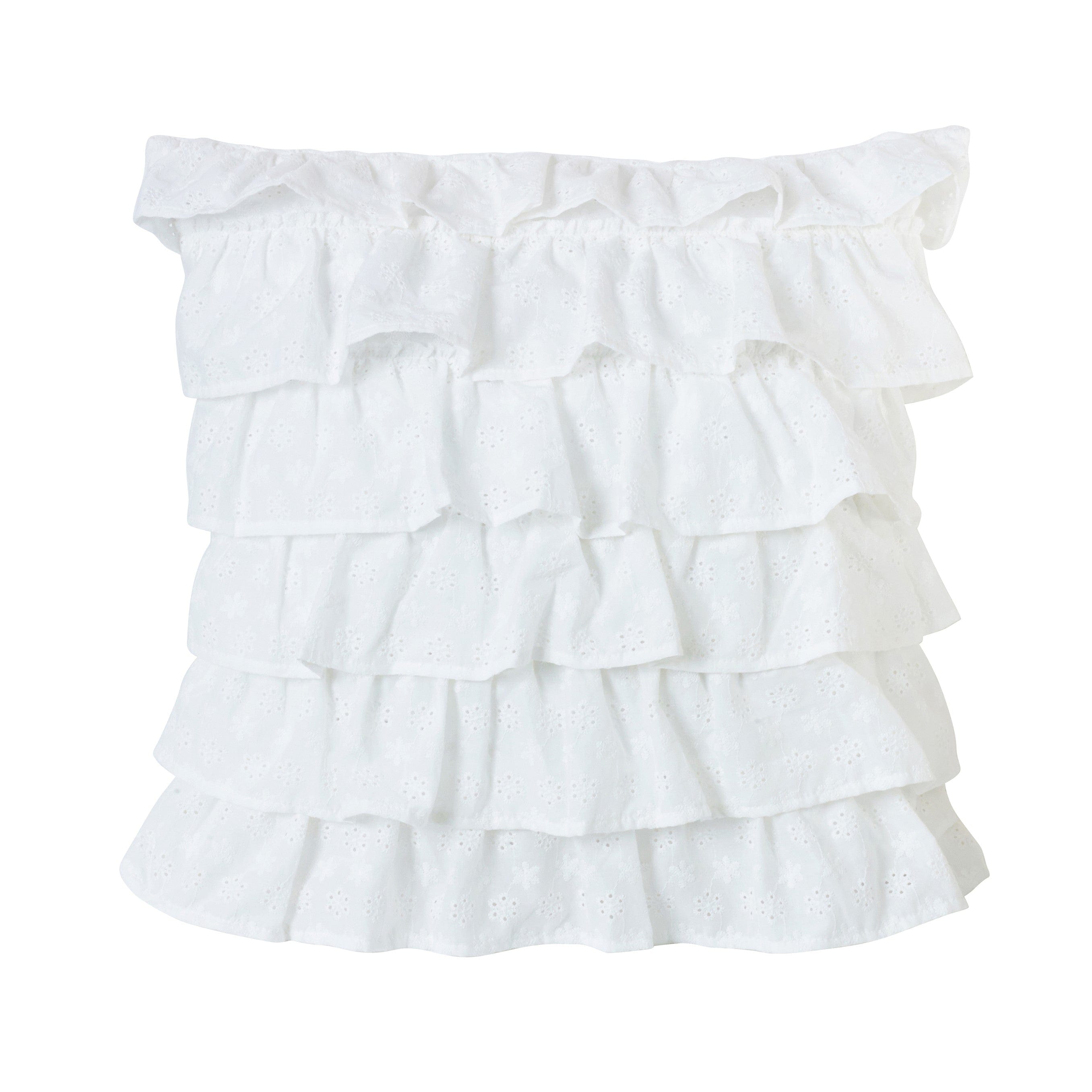 Salado Tiered Ruffled Eyelet Pillow, 18x18 Pillow