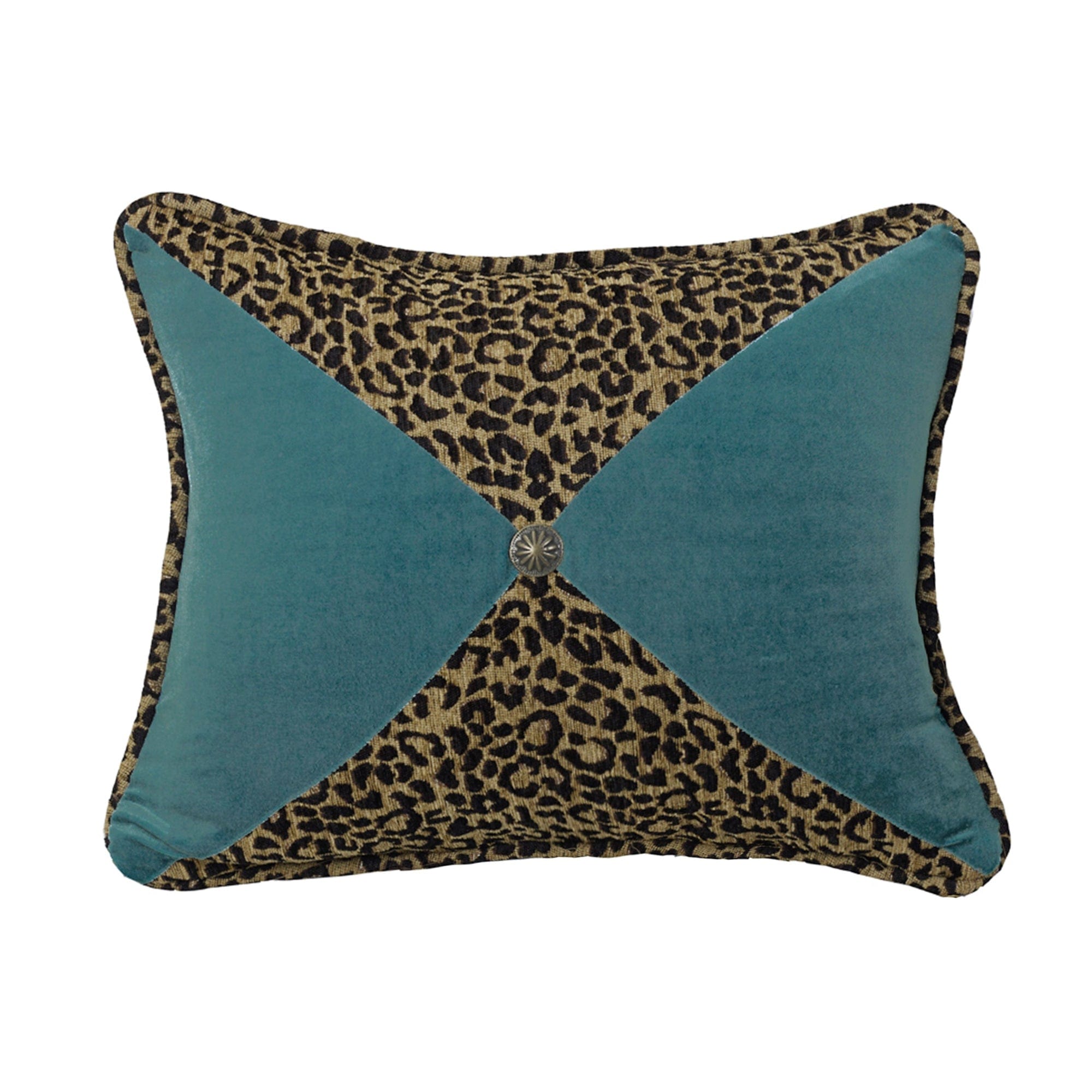 San Angelo Leopard & Teal Velvet Sectioned Pillow Pillow