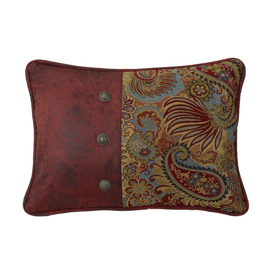 San Angelo Paisley Print Pillow w/ Red Leather & Concho Pillow