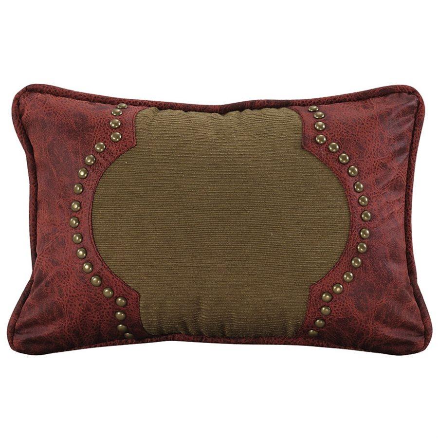 San Angelo Red Contour Lumbar Pillow, Studded Leather Pillow