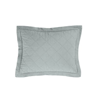 Linen Cotton Diamond Quilted Boudoir Pillow Seaglass Pillow