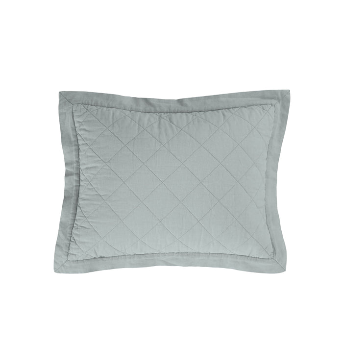 Linen Cotton Diamond Quilted Boudoir Pillow Seaglass Pillow