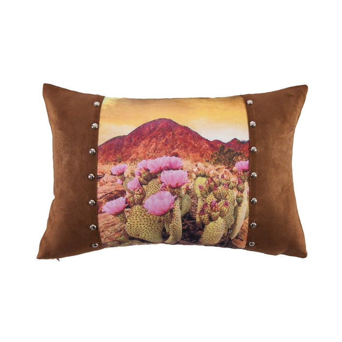 Serape Desert Scene Pillow w/ Studs Details, 12x18 Pillow