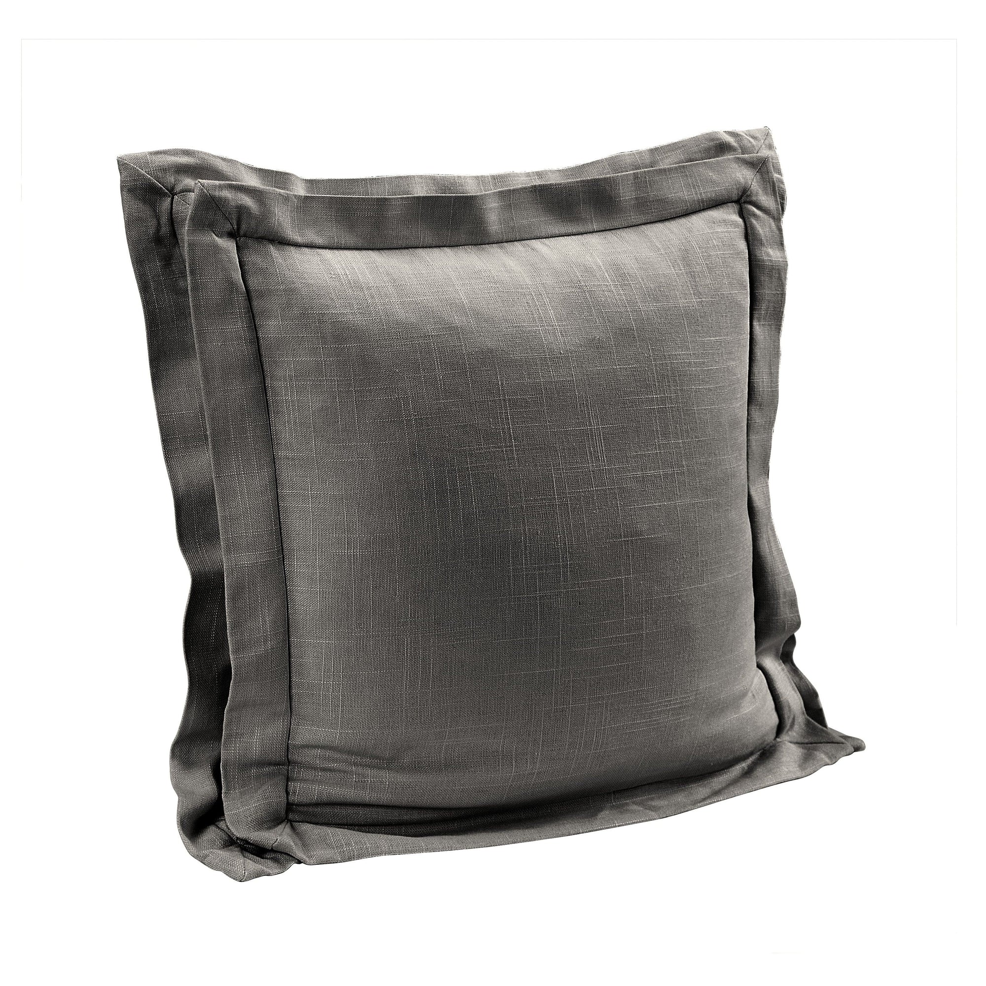 Double Flanged Washed Linen Pillow, 20x20 Slate Pillow