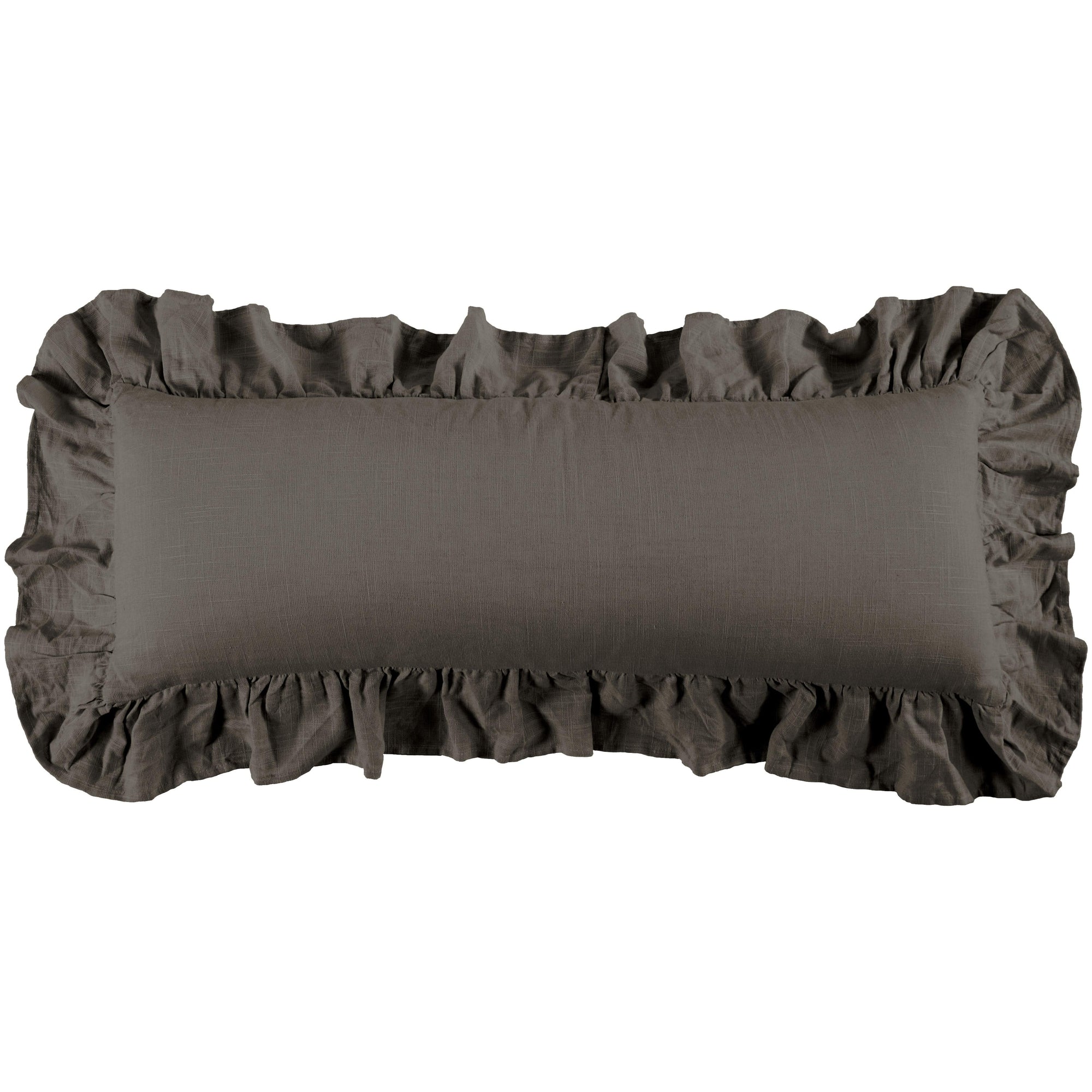 Washed Linen Ruffled Lumbar Pillow Slate Pillow