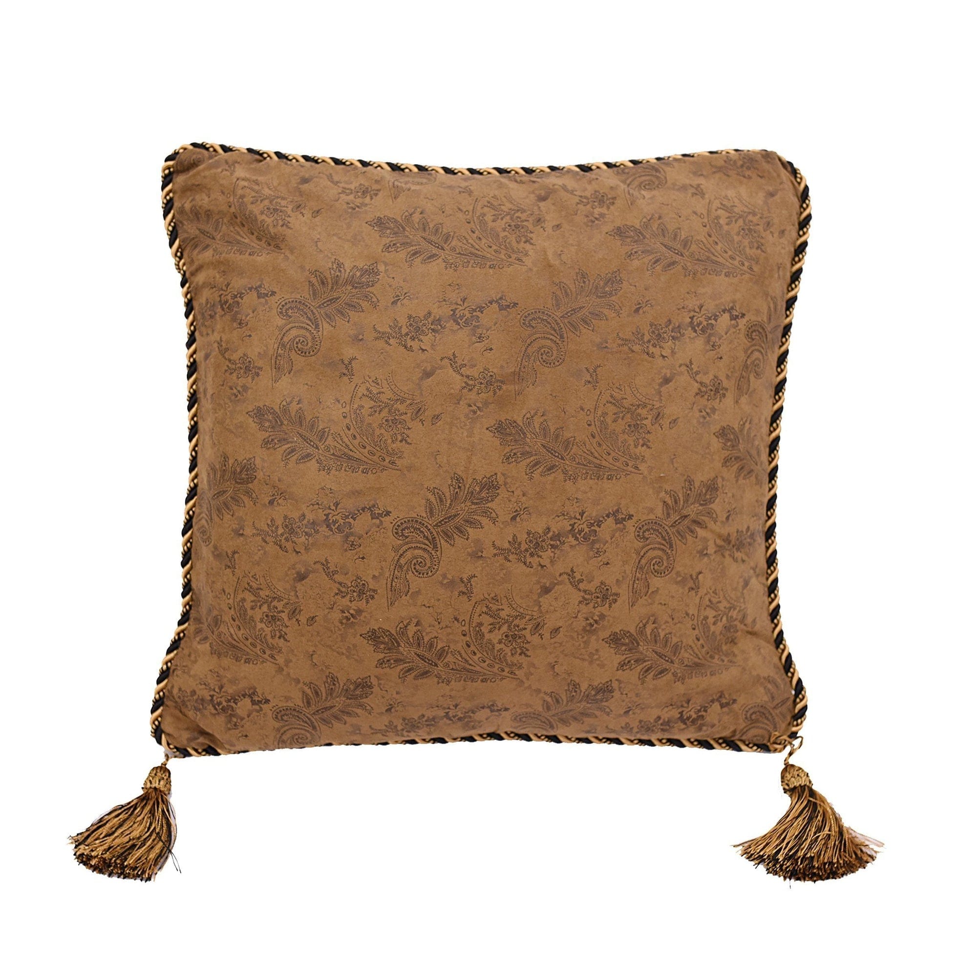 Small Paisley w/ Rope, 18" x 18" - Dark Tan Pillow