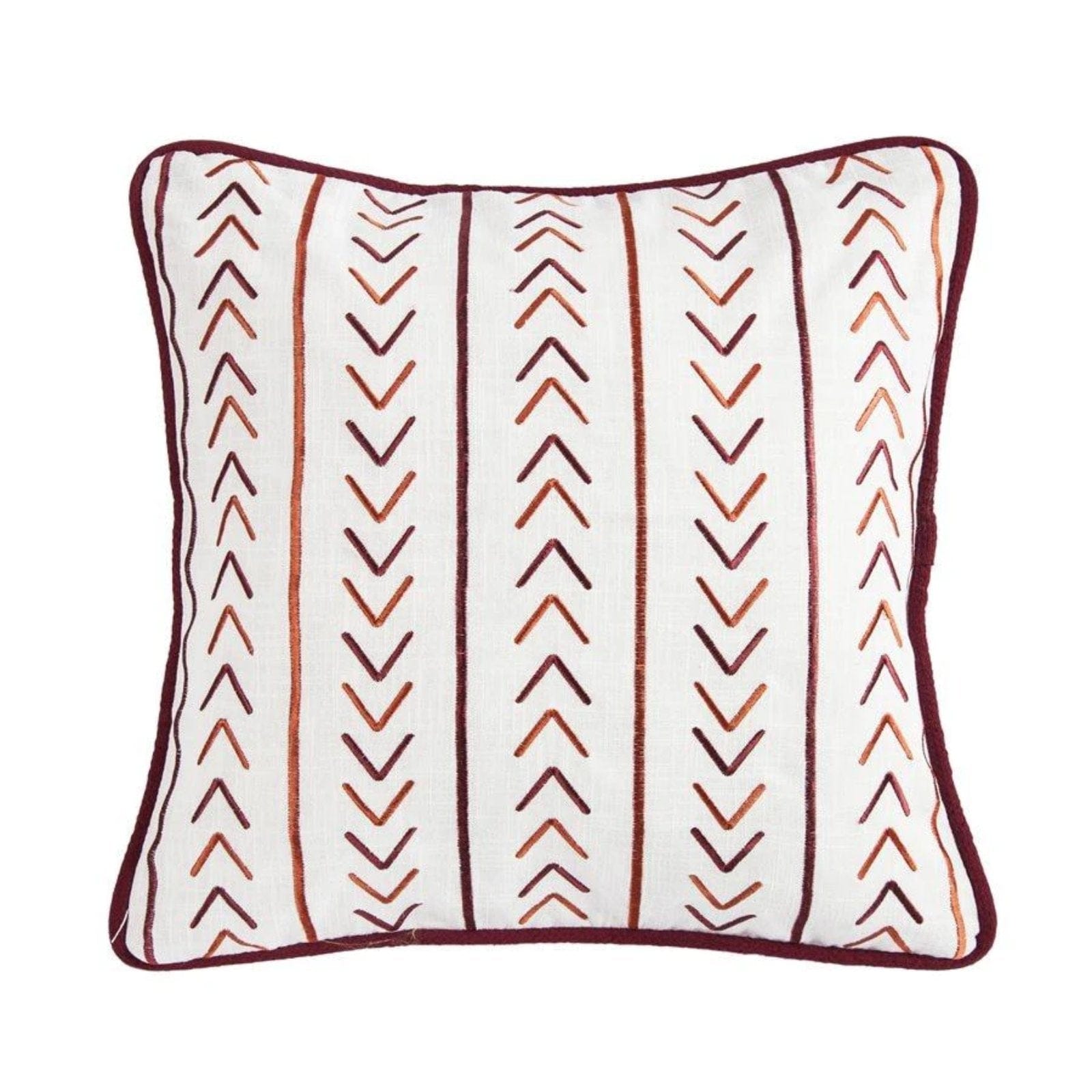 Solace Embroidered Throw Pillow w/ Stripes, 18x18 Pillow