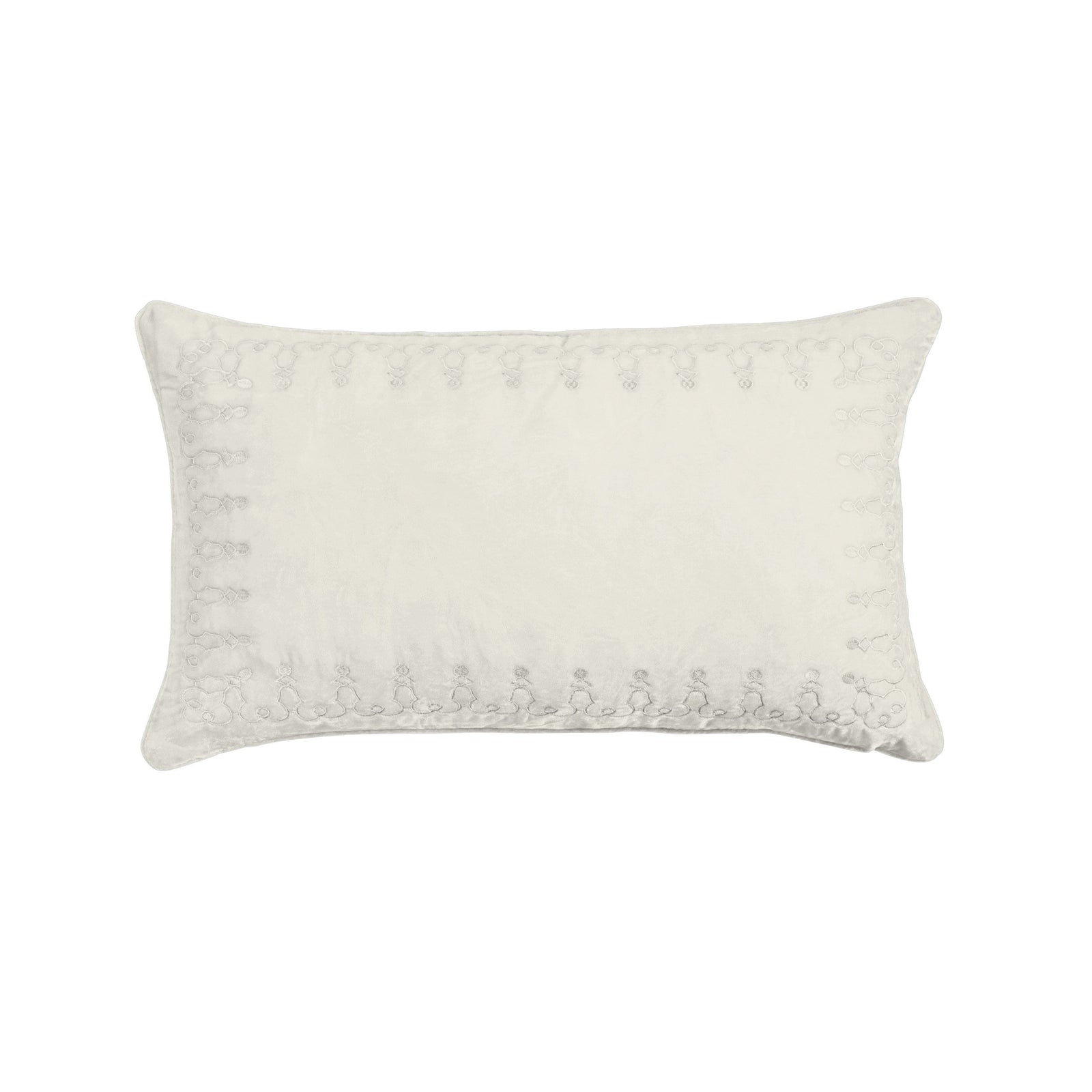 Stella Faux Silk Velvet Embroidered Lumbar Pillow Stone Pillow
