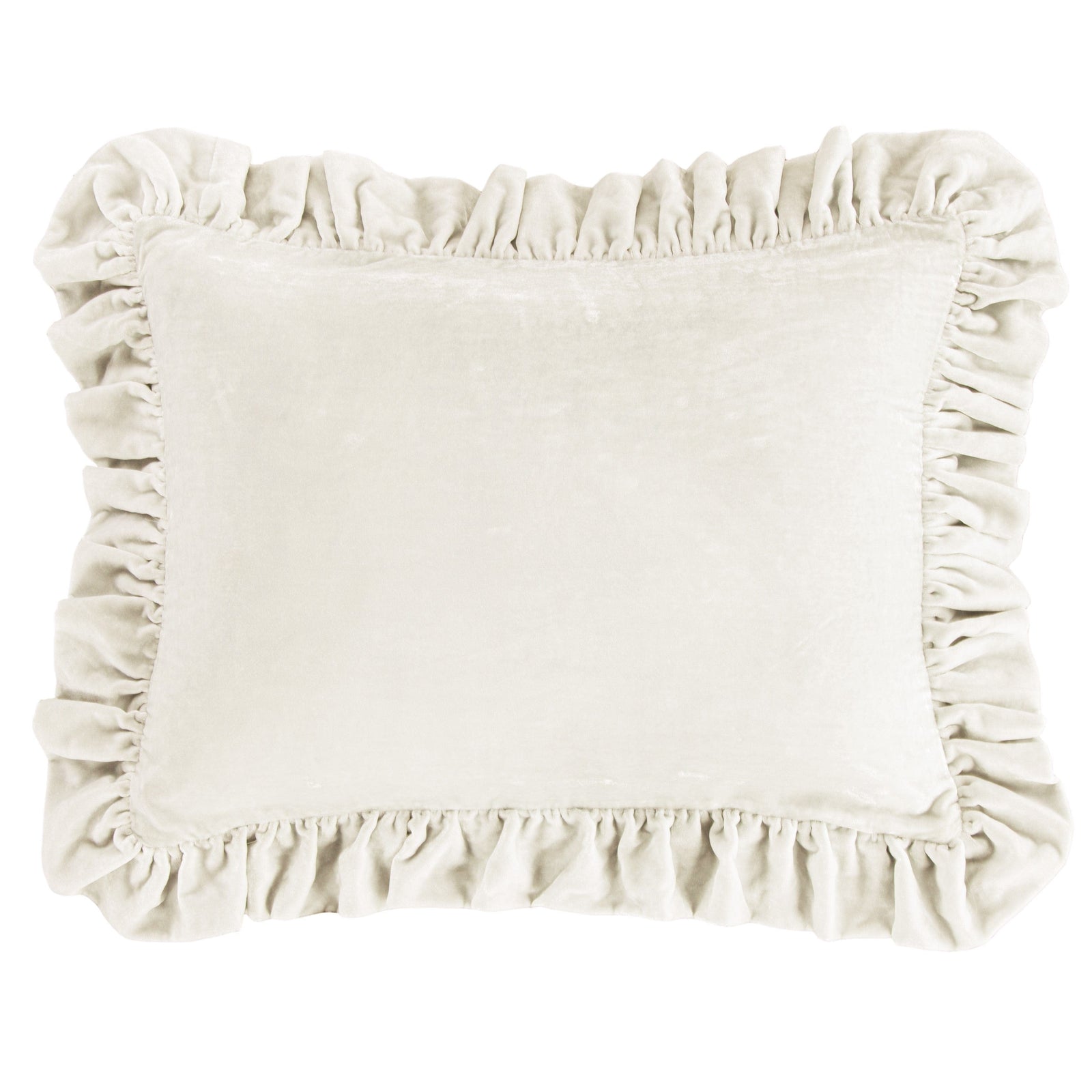 Stella Faux Silk Velvet Ruffled Dutch Euro Pillow Stone Pillow