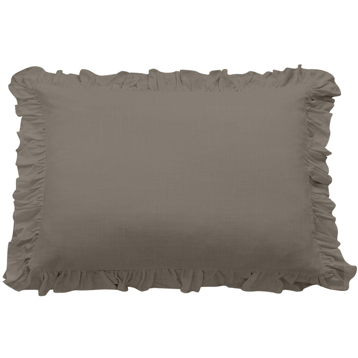 Lily Washed Linen Ruffle Dutch Euro Pillow Taupe Pillow