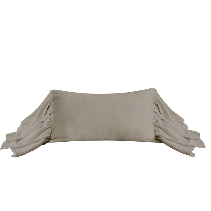 Washed Linen Long Ruffled Pillow Taupe Pillow