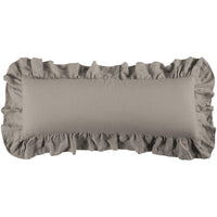 Washed Linen Ruffled Lumbar Pillow Taupe Pillow