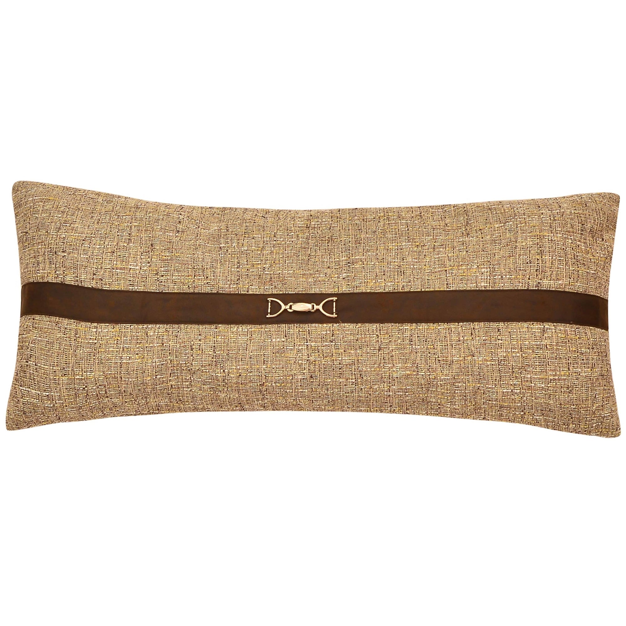 Tweed Lumbar Pillow with buckle details, 14x36 Pillow