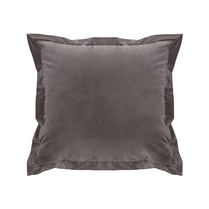 Whistler Gray Velvet Accent Pillow w/ Flange, 18x18 Pillow