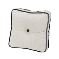 Whistler Tufted Box Pillow w/ Charcoal Velvet Trim, 18x18 Pillow