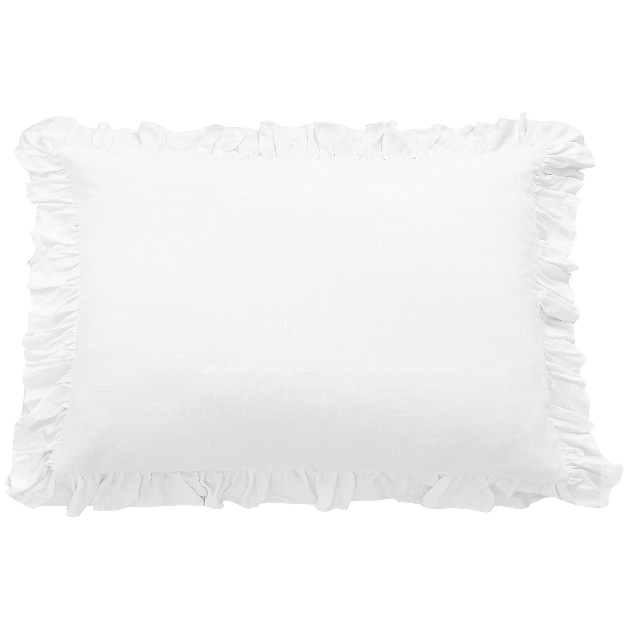 Lily Washed Linen Ruffle Dutch Euro Pillow White Pillow