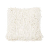 Mongolian Faux Fur Throw Pillow, 6 Colors, 18x18 White Pillow
