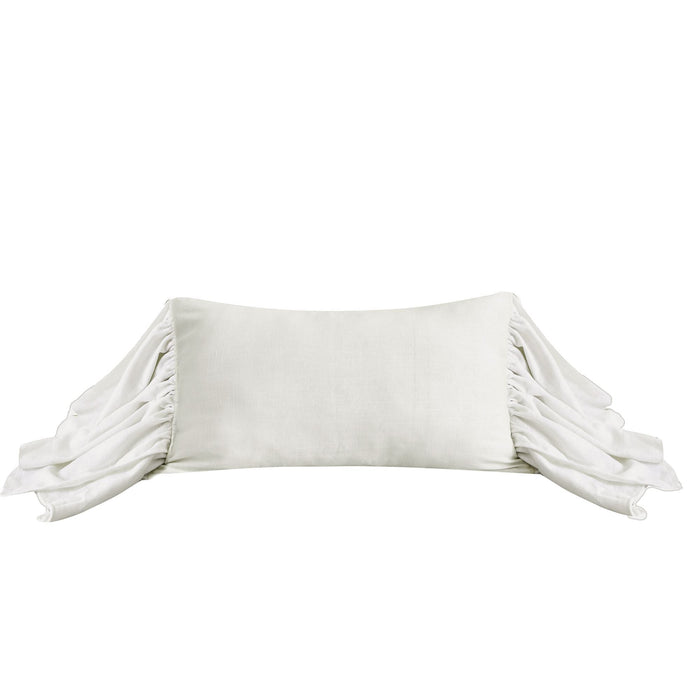 Washed Linen Long Ruffled Pillow White Pillow