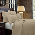 Linen Cotton Diamond Quilt Quilt / Full/Queen / Light Tan Quilt