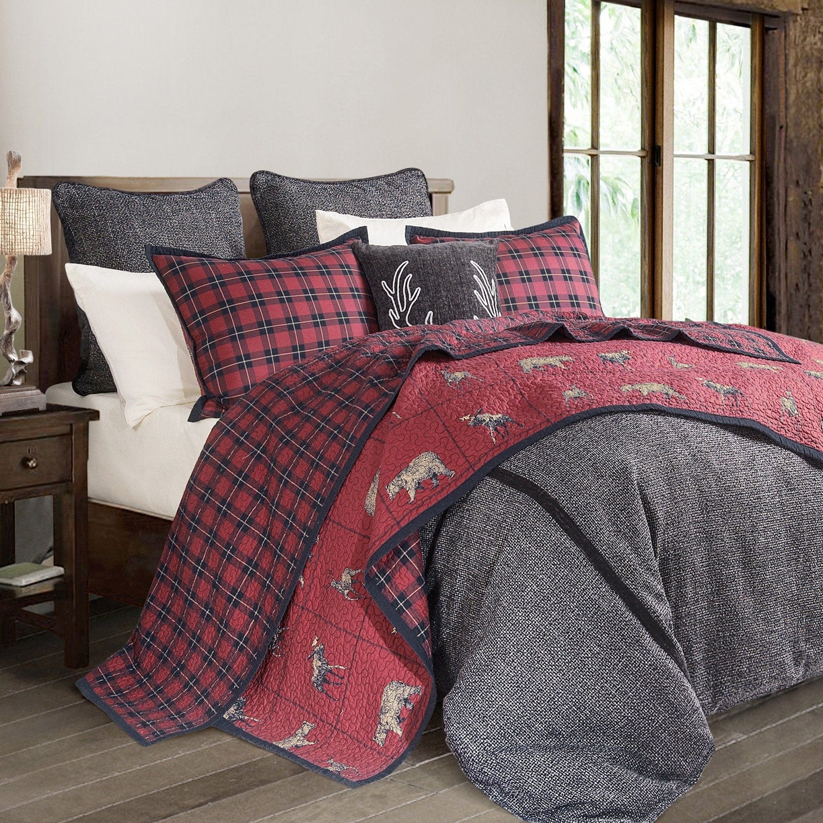 Woodland Plaid Reversible Quilt Set Quilt