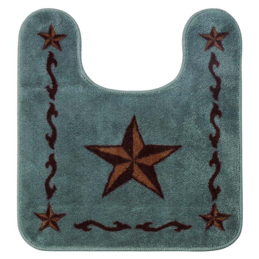 Star w/ Scroll Motif Contour Bath Rug - Turquoise Rug